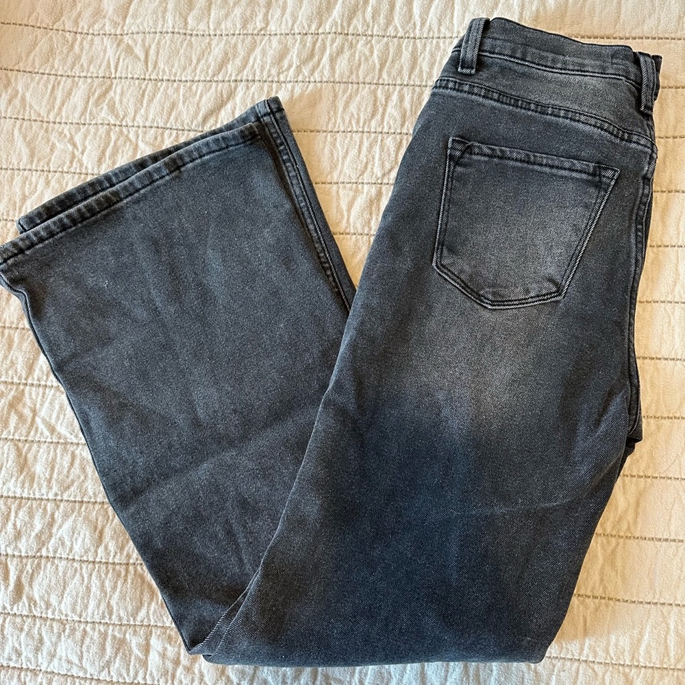 Black flared denim jeans